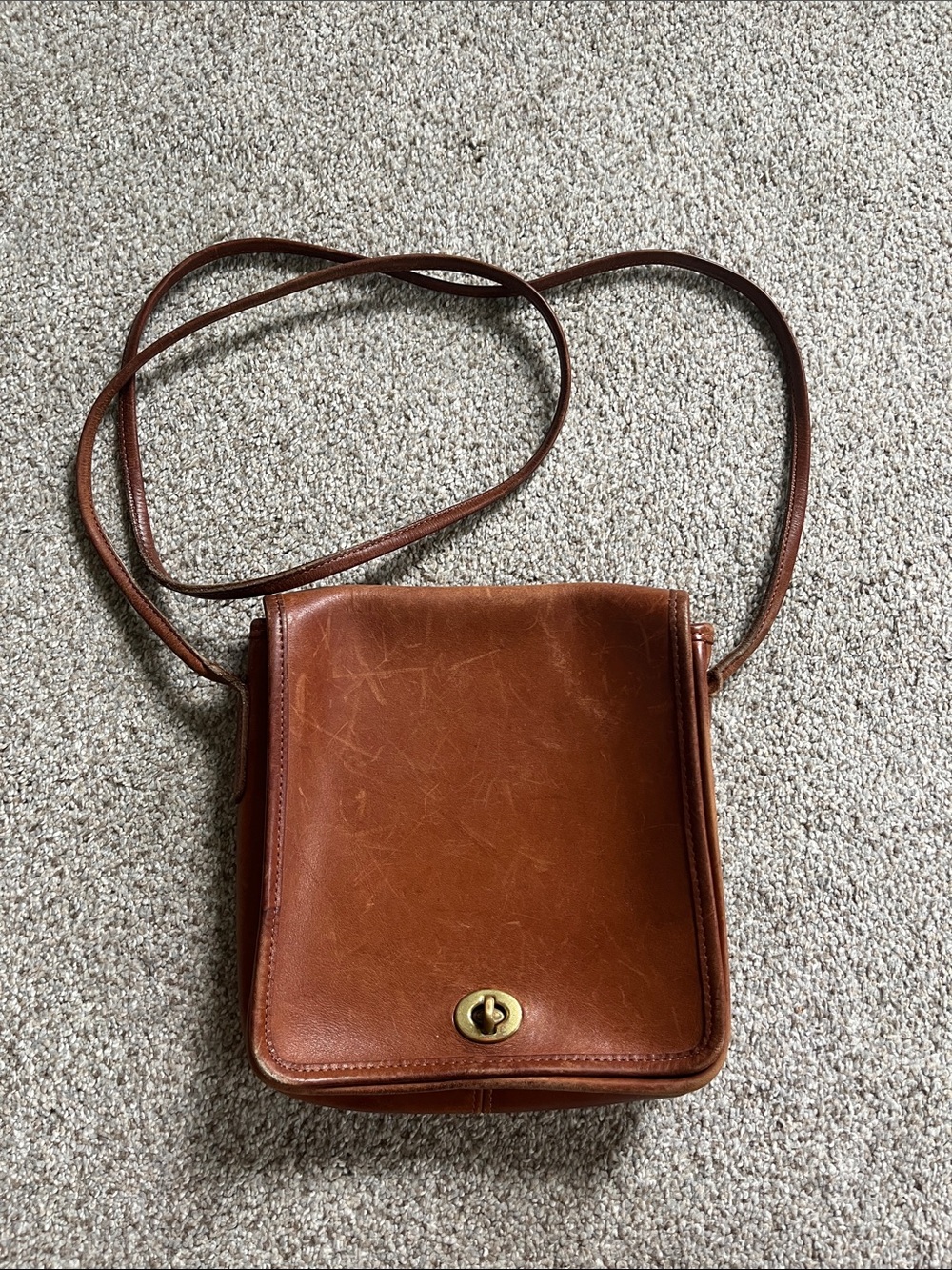 Classic Vintage Coach Brown Leather Crossbody Bag